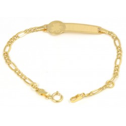 Pulsera de oro para bebé con placa