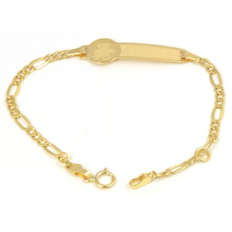 Pulsera de oro para bebé con placa