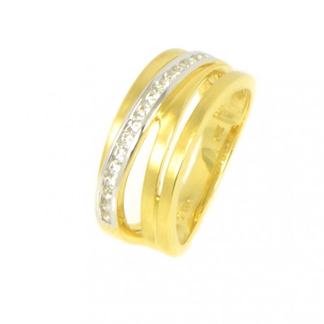 ANILLO ORO BICOLOR 18 KTS CON DIAMANTES