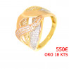 Anillo oro 18 kilates tricolor circonitas