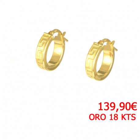 Pendientes oro amarillo 18 kts aro greca