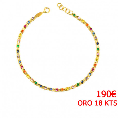 Pulsera oro 18 kts mujer piedras multicolor