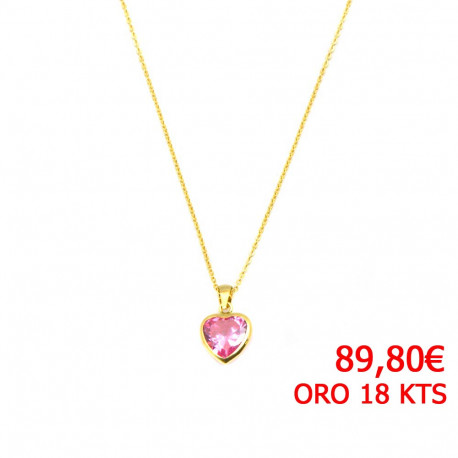 Collaret cor rosa oro 18 klts