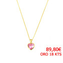 Collaret cor rosa oro 18 klts