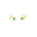 Pendientes oro 18 kts piedra verde corazón