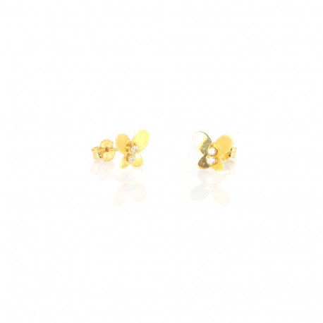 Pendientes oro amarillo 18 kts mariposa circonita