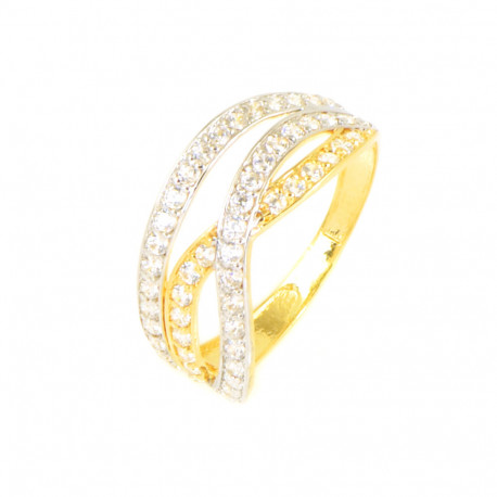 Anillo oro circonitas 18 kilates bicolor