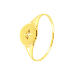 Anillo oro circonitas 18 kilates sello