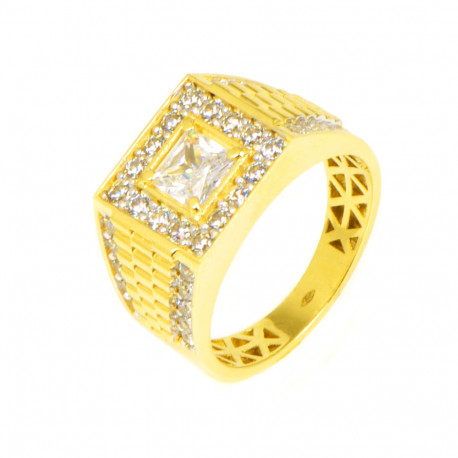 Anillo hombre oro amarillo 18 kilates solitario