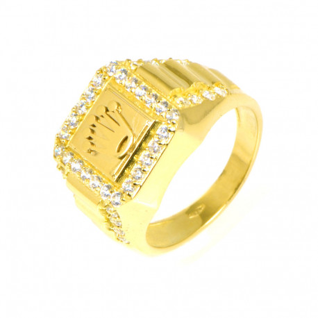 Anillo hombre oro 18 kilates sello corona