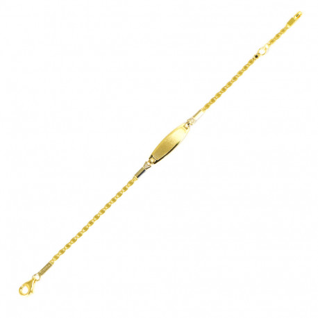 Pulsera bebé oro bicolor 18 kts con placa