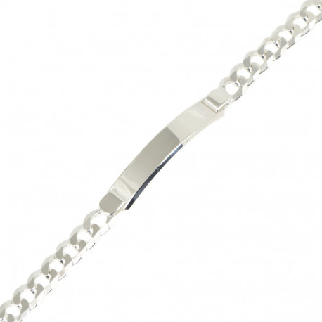 Pulsera barbada de plata con placa